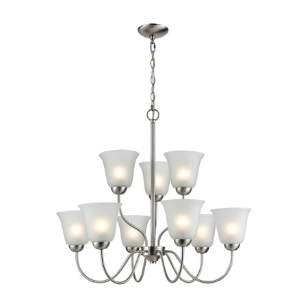 Thomas Conway 9-Light Chandelier in Brushed Nickel with White Glass 1209CH/20